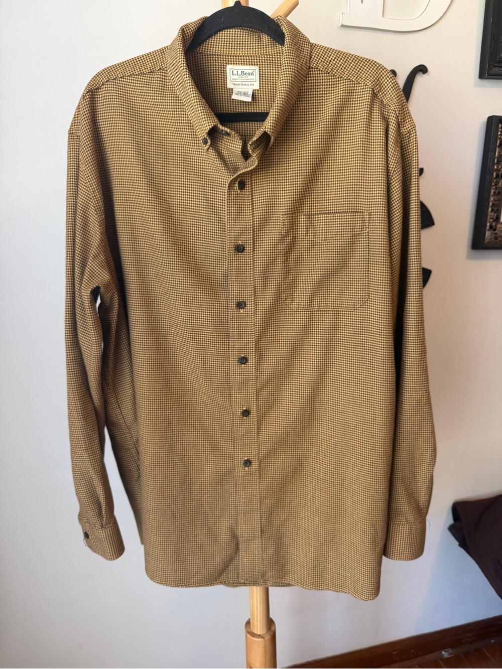 LL Bean 100% Cotton Plaid Flannel Short Men’s Size XXL Brown Long Sleeve Top